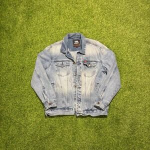 Ecko Unltd Denim Jacket XL Light Wash Trucker Graphic Back Streetwear